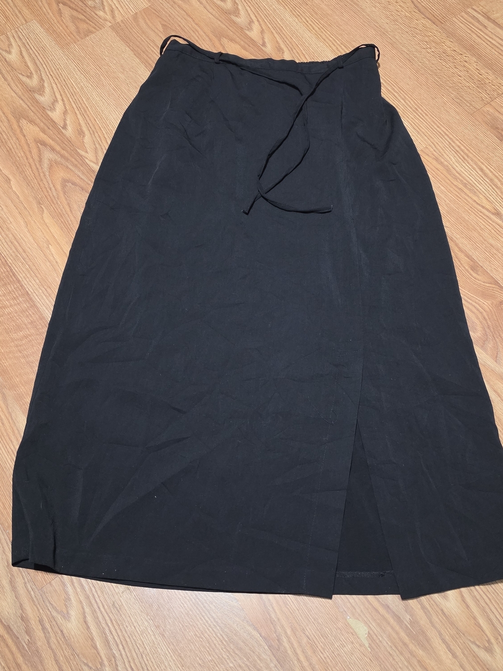 Studio C Black Faux Wrap Maxi Skirt with Elastic Waist And Tie